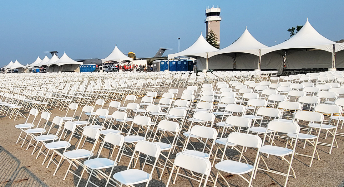 Columbus Air Show Premium Box Seating - Reserved Seating , chairs lined up within a controlled environment.