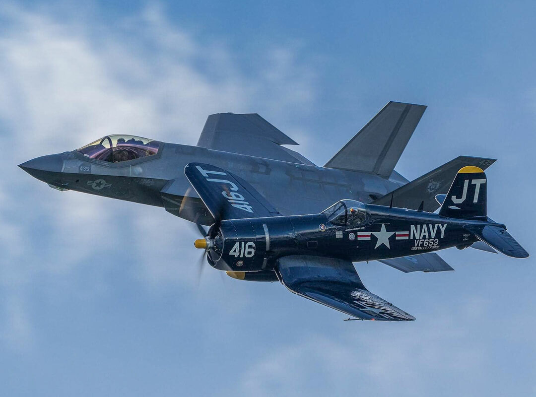 S Navy Legacy Flight - U.S. Navy F-35C Lightning II & F4U Corsair